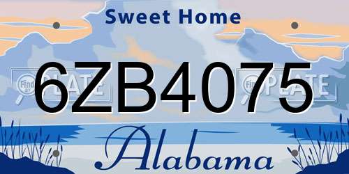 6ZB4075 Alabama License Plate
