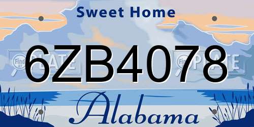 6ZB4078 Alabama License Plate