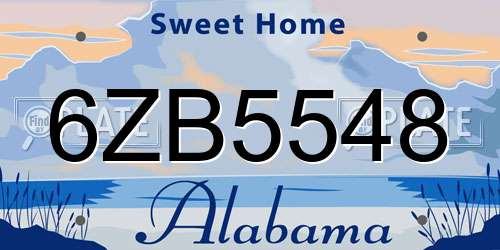 6ZB5548 Alabama License Plate