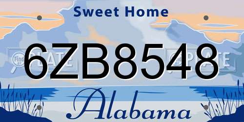 6ZB8548 Alabama License Plate