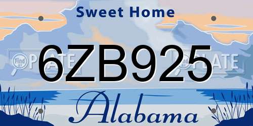6ZB925 Alabama License Plate