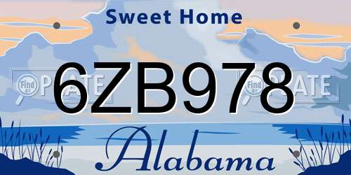 6ZB978 Alabama License Plate