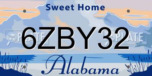 6ZBY32 Alabama License Plate
