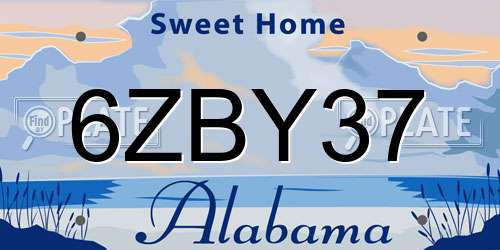 6ZBY37 Alabama License Plate