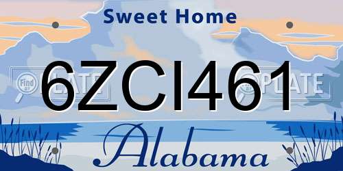 6ZCI461 Alabama License Plate