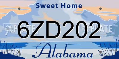 6ZD202 Alabama License Plate