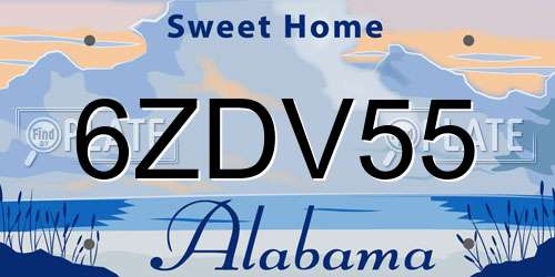 6ZDV55 Alabama License Plate