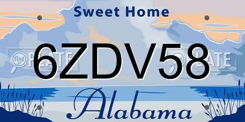 6ZDV58 Alabama License Plate