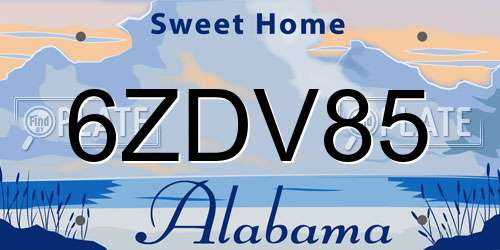 6ZDV85 Alabama License Plate