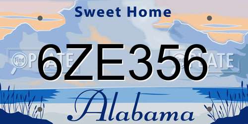 6ZE356 Alabama License Plate