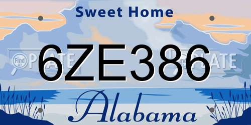 6ZE386 Alabama License Plate