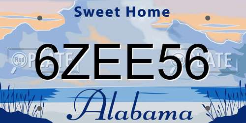 6ZEE56 Alabama License Plate