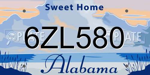 6ZL580 Alabama License Plate