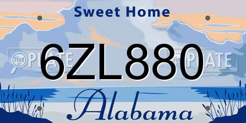 6ZL880 Alabama License Plate