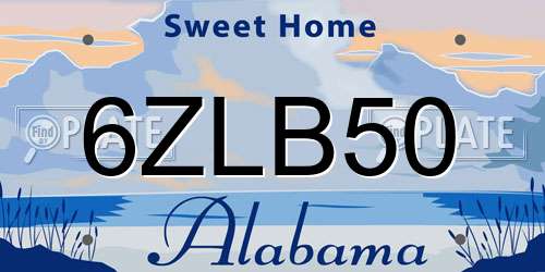 6ZLB50 Alabama License Plate