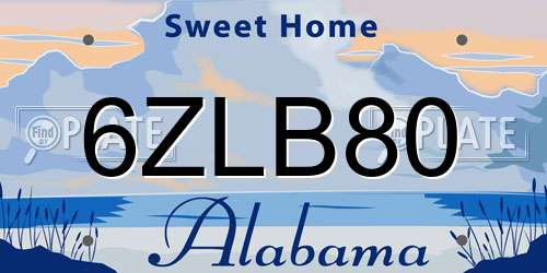 6ZLB80 Alabama License Plate