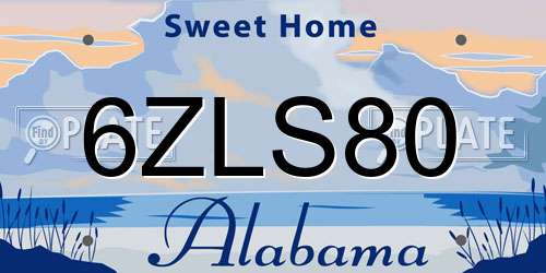 6ZLS80 Alabama License Plate
