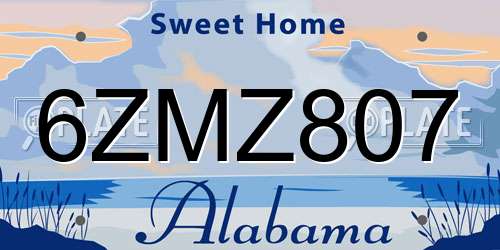 6ZMZ807 Alabama License Plate