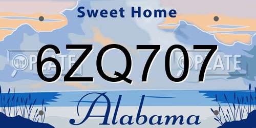 6ZQ707 Alabama License Plate