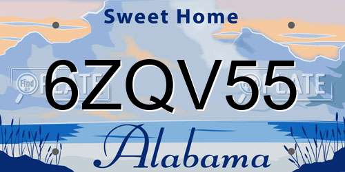 6ZQV55 Alabama License Plate