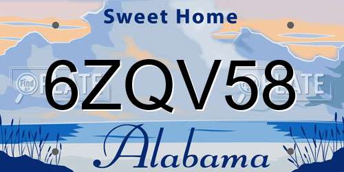 6ZQV58 Alabama License Plate
