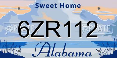6ZR112 Alabama License Plate