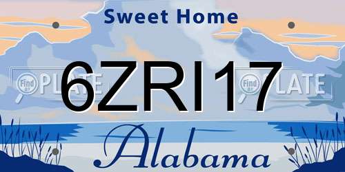 6ZRI17 Alabama License Plate