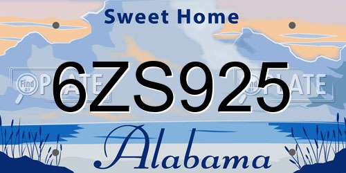 6ZS925 Alabama License Plate