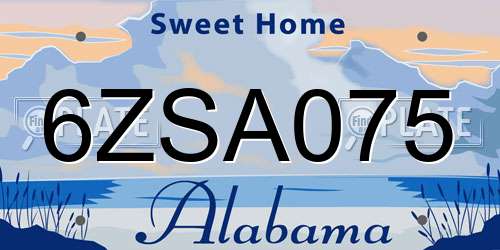 6ZSA075 Alabama License Plate