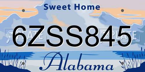 6ZSS845 Alabama License Plate