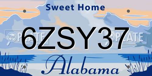 6ZSY37 Alabama License Plate
