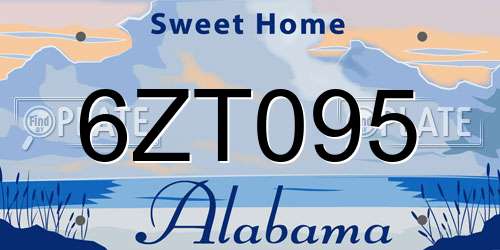 6ZT095 Alabama License Plate