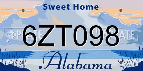 6ZT098 Alabama License Plate
