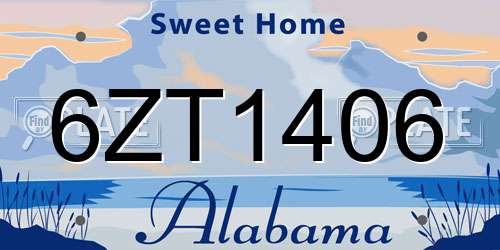 6ZT1406 Alabama License Plate