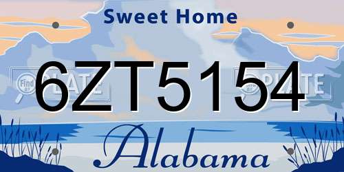 6ZT5154 Alabama License Plate
