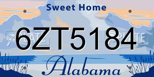 6ZT5184 Alabama License Plate