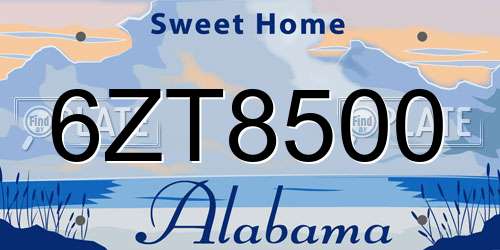 6ZT8500 Alabama License Plate