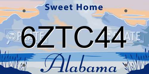 6ZTC44 Alabama License Plate