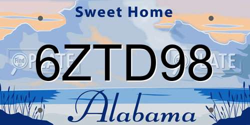 6ZTD98 Alabama License Plate