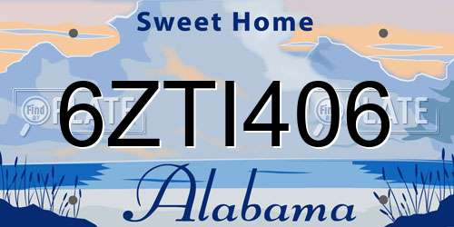 6ZTI406 Alabama License Plate