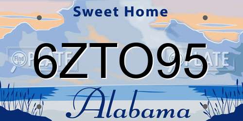 6ZTO95 Alabama License Plate