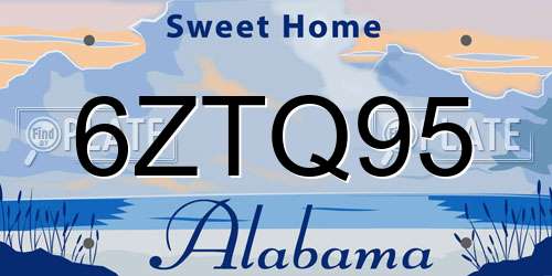 6ZTQ95 Alabama License Plate