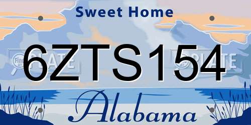 6ZTS154 Alabama License Plate