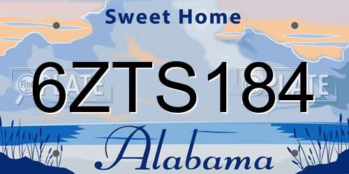 6ZTS184 Alabama License Plate