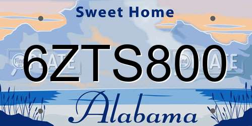 6ZTS800 Alabama License Plate
