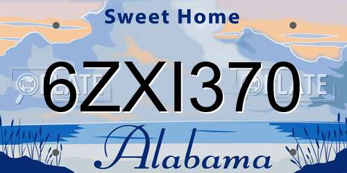6ZXI370 Alabama License Plate
