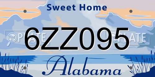6ZZ095 Alabama License Plate