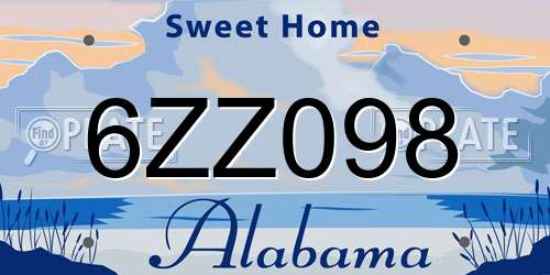 6ZZ098 Alabama License Plate