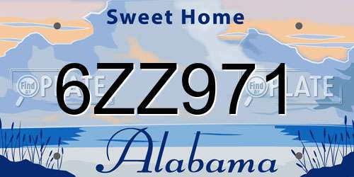 6ZZ971 Alabama License Plate