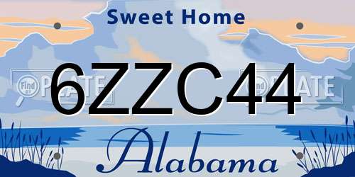 6ZZC44 Alabama License Plate